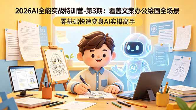 (5.23)2026AI全能实战特训营-第3期：覆盖文案办公绘画全场景 零基础快速变身AI实操高手