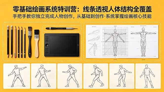 (5.27)零基础绘画系统特训营：线条透视人体结构全覆盖，手把手教你独立完成人物创作
