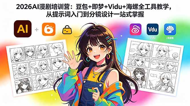 (5.26)2026AI漫剧培训营：豆包+即梦+Vidu+海螺全工具教学，从提示词入门到分镜设计一站式掌握