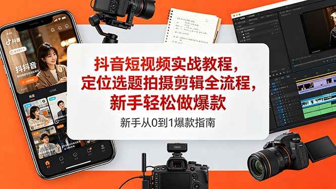 (5.20)抖音短视频实战教程，定位选题拍摄剪辑全流程，新手轻松做爆款
