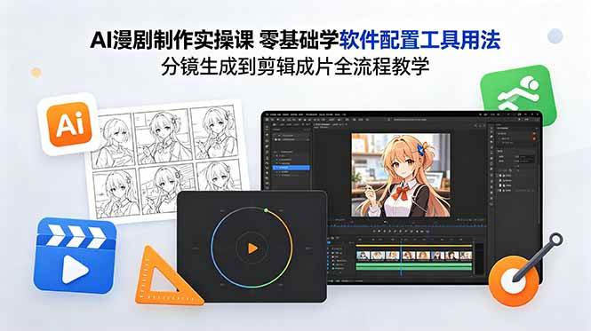 (5.26)AI漫剧制作实操课 零基础学软件配置工具用法 分镜生成到剪辑成片全流程教学