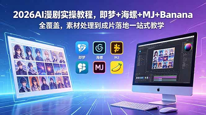 (6.08)2026AI漫剧实操教程，即梦+海螺+MJ+Banana全覆盖，素材处理到成片落地一站式教学